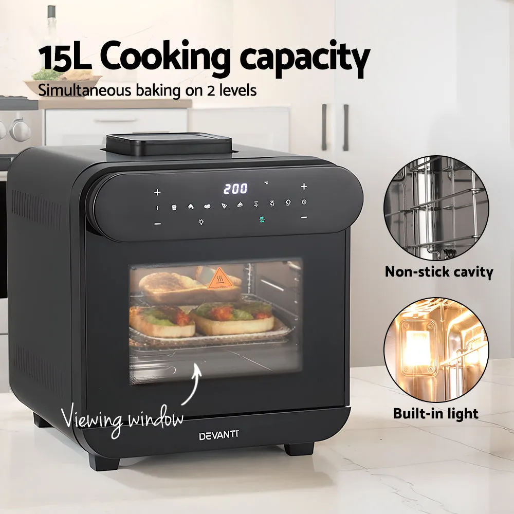 15L Steam Air Fryer Oven, 8 Presets, 1600W - Devanti