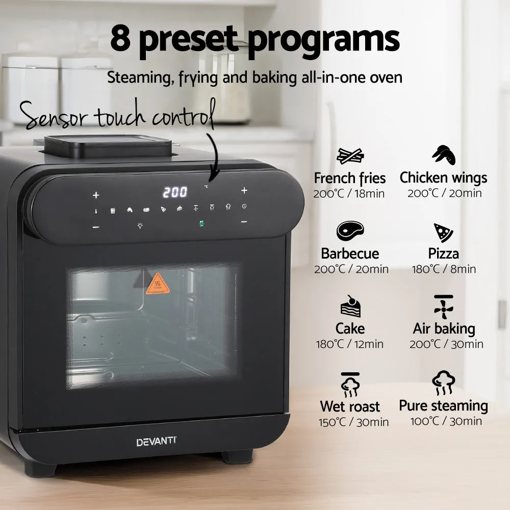 15L Steam Air Fryer Oven, 8 Presets, 1600W - Devanti