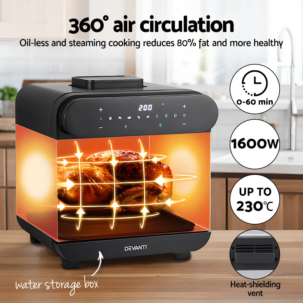 15L Steam Air Fryer Oven, 8 Presets, 1600W - Devanti