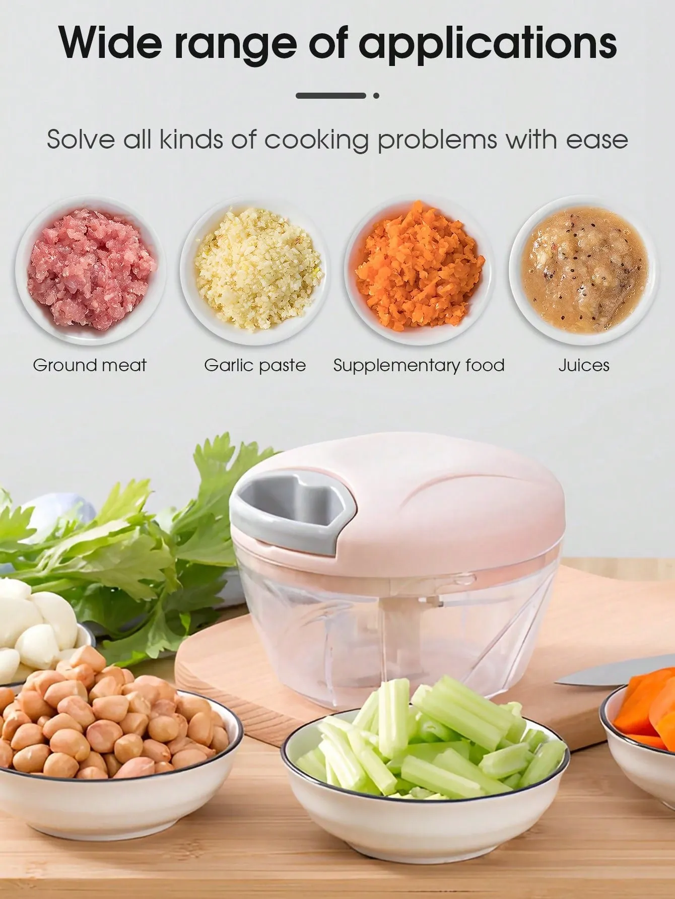 1pc Pink 500ml Manual Garlic Masher For Home Use, Hand-held Garlic Press For Cutting Vegetables, Suitable For Chopping Garlic, Ginger, Chili, Onion And Other Foods