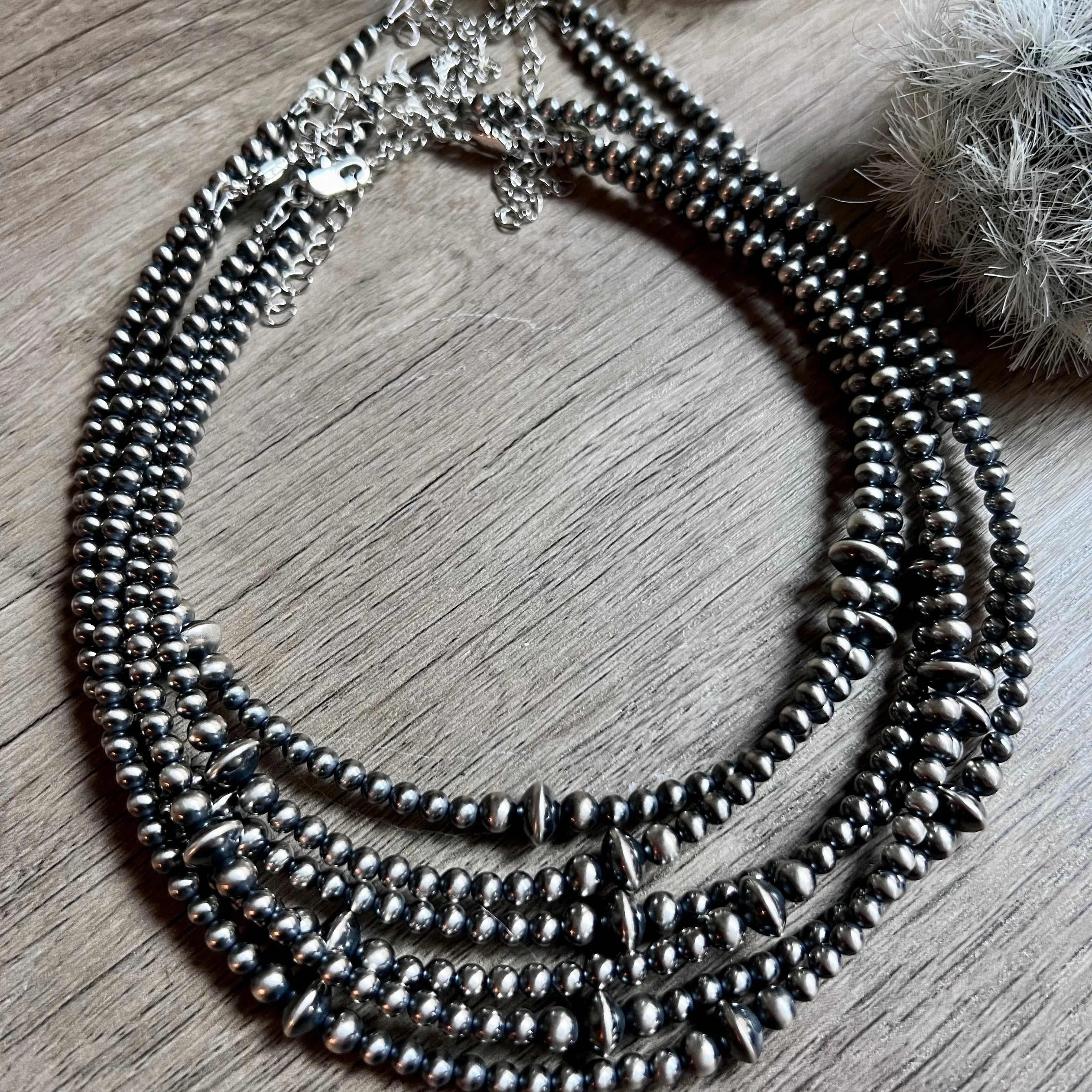 3 size Sterling Silver Pearls choker