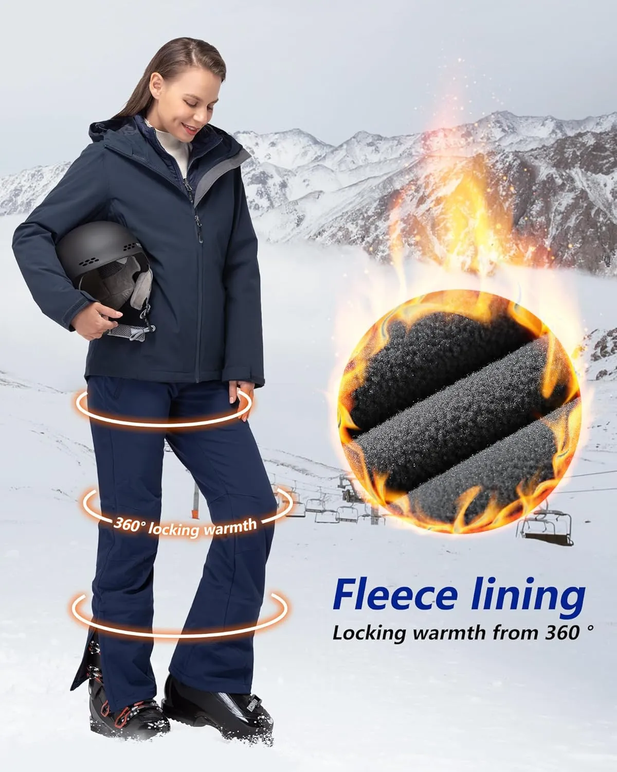 33,000ft Women's Softshell Snow Pants Waterproof Warm Ski Pants Insulated Ripstop Snowboard Winter Pants