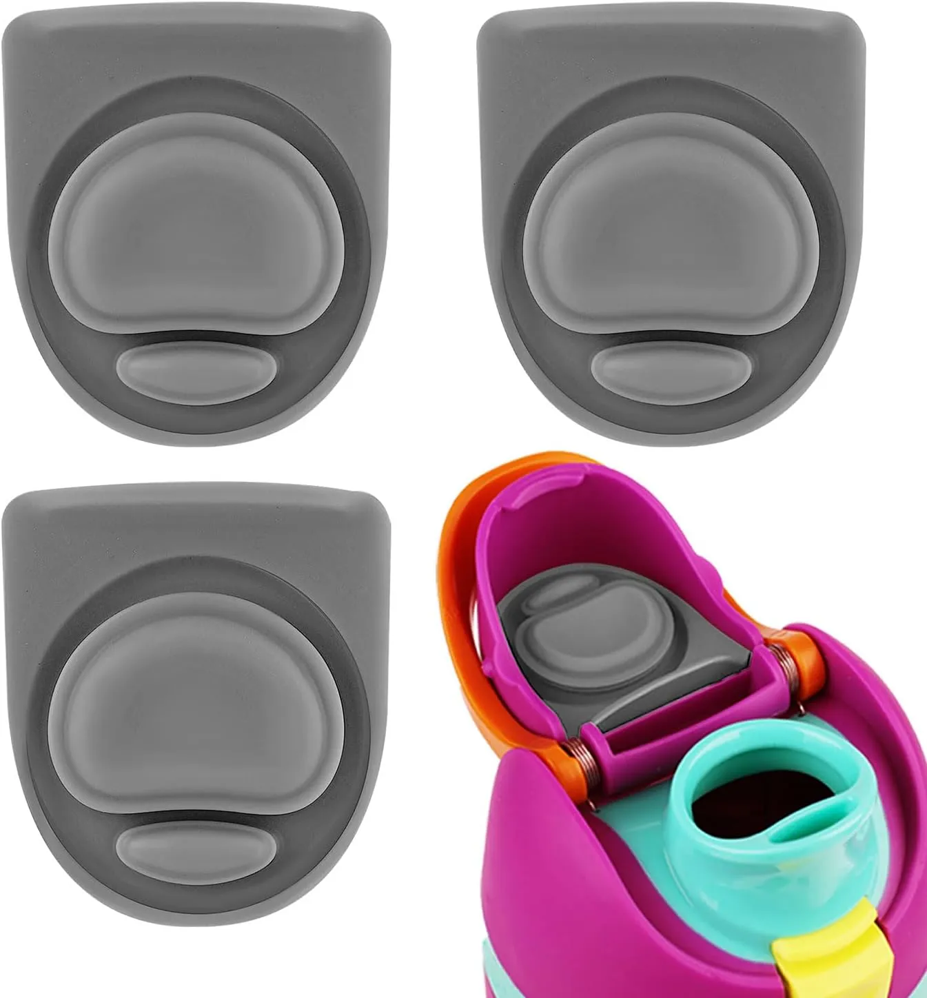 3pcs Replacement Stopper Compatible with Owala FreeSip 24oz 32oz 40oz, BPA-Free Silicone Water Bottle Lid Gaskets Replacement for 16/24/32/40oz Bottle Mouth Cap Stopper Seal Parts Accessories