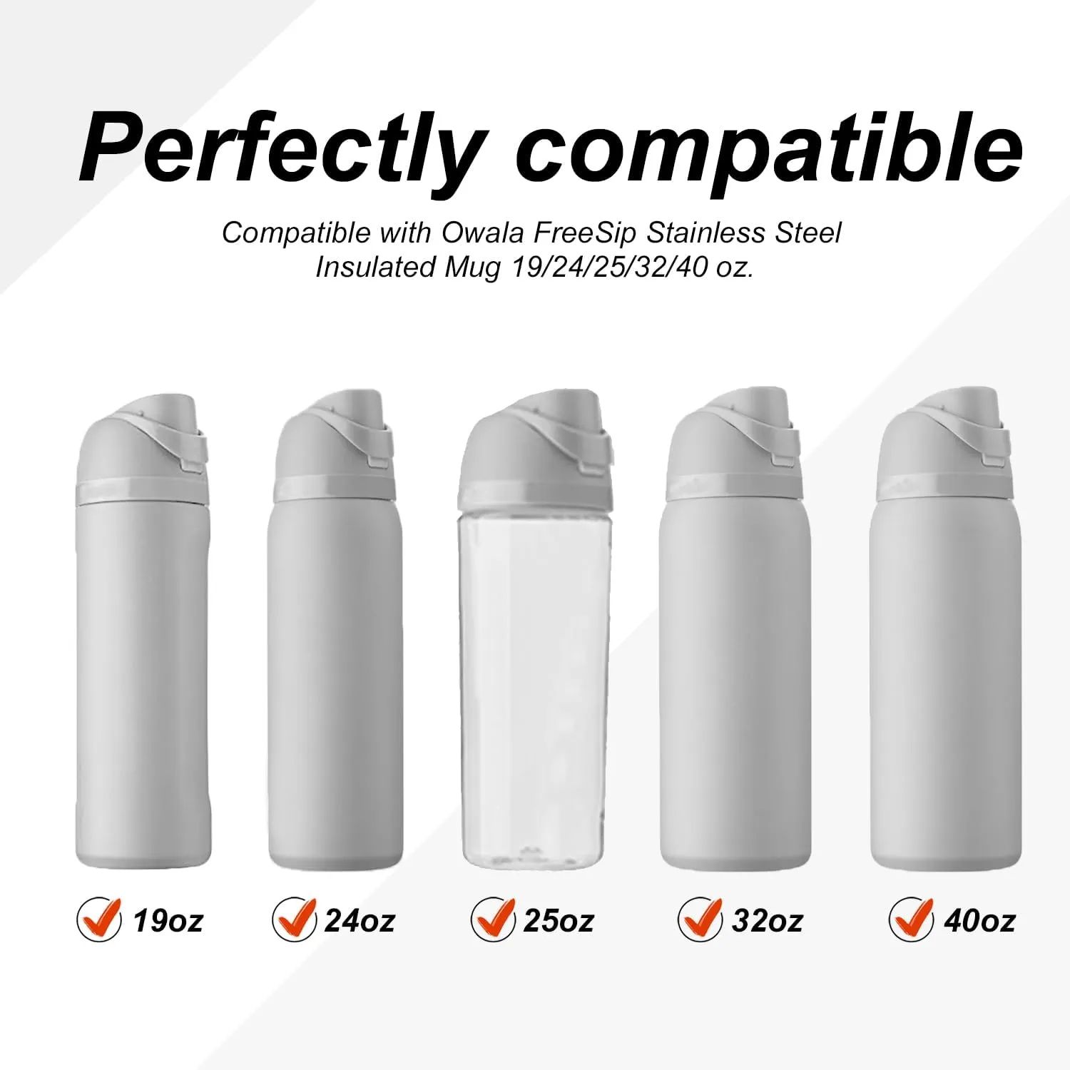 3pcs Replacement Stopper Compatible with Owala FreeSip 24oz 32oz 40oz, BPA-Free Silicone Water Bottle Lid Gaskets Replacement for 16/24/32/40oz Bottle Mouth Cap Stopper Seal Parts Accessories