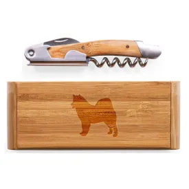 Alaskan Malamute Elan Bamboo Corkscrew with Laser Engraved Case
