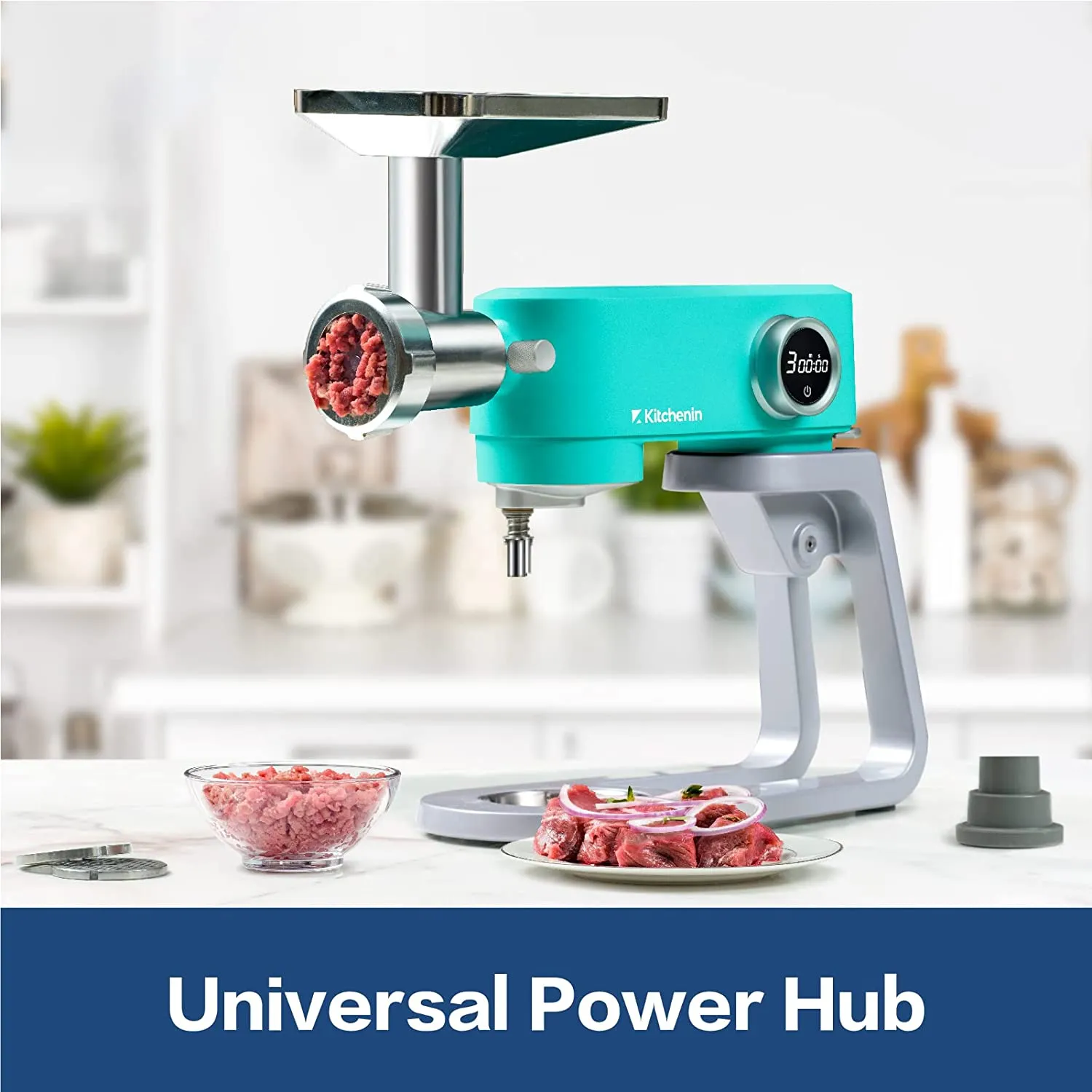 All Metal Stand Mixer, 5.3-Quart 8-Speeds Tilt-Head 400 Watt DC Motor with 12-Wire Whip, Flat Beater, Stainless Steel Dough Hook & Pouring Shield