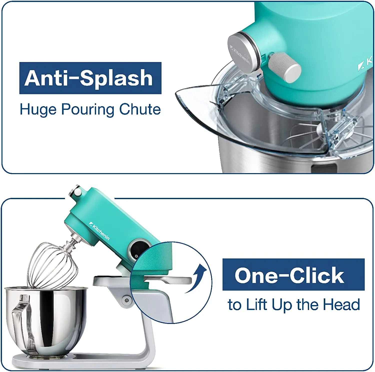 All Metal Stand Mixer, 5.3-Quart 8-Speeds Tilt-Head 400 Watt DC Motor with 12-Wire Whip, Flat Beater, Stainless Steel Dough Hook & Pouring Shield