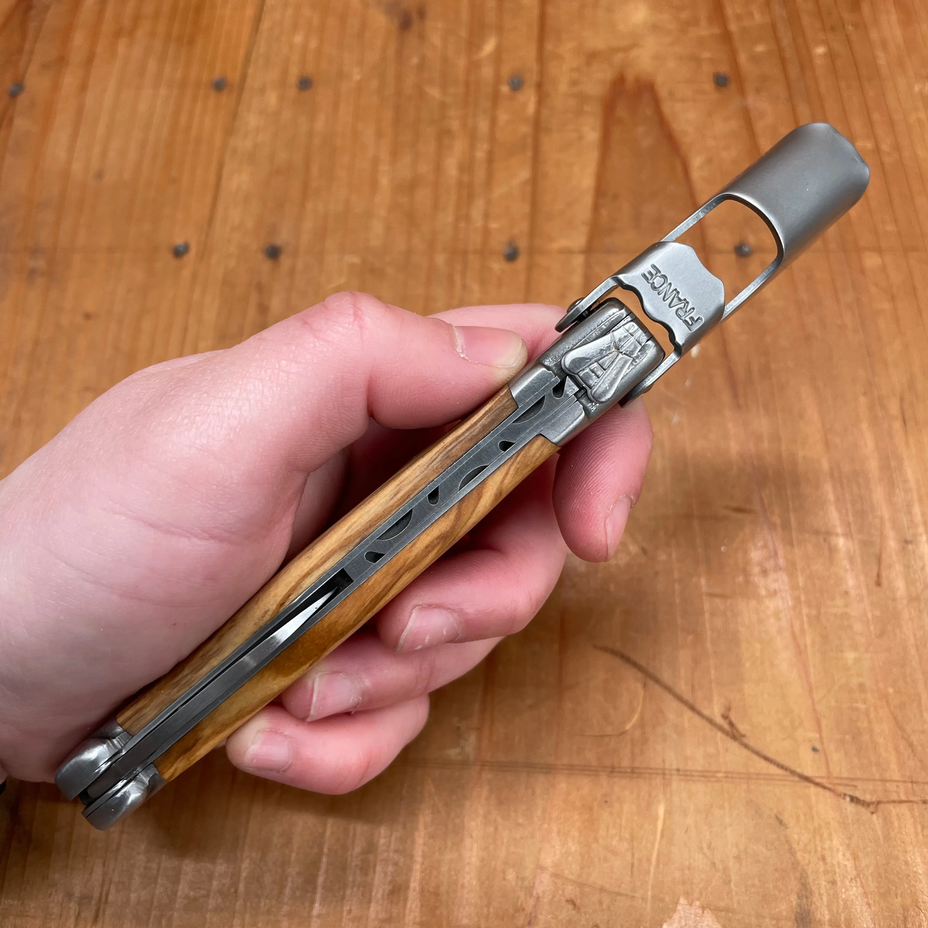 André Verdier Laguiole Cepage Wine Key - Two Bolster Olive