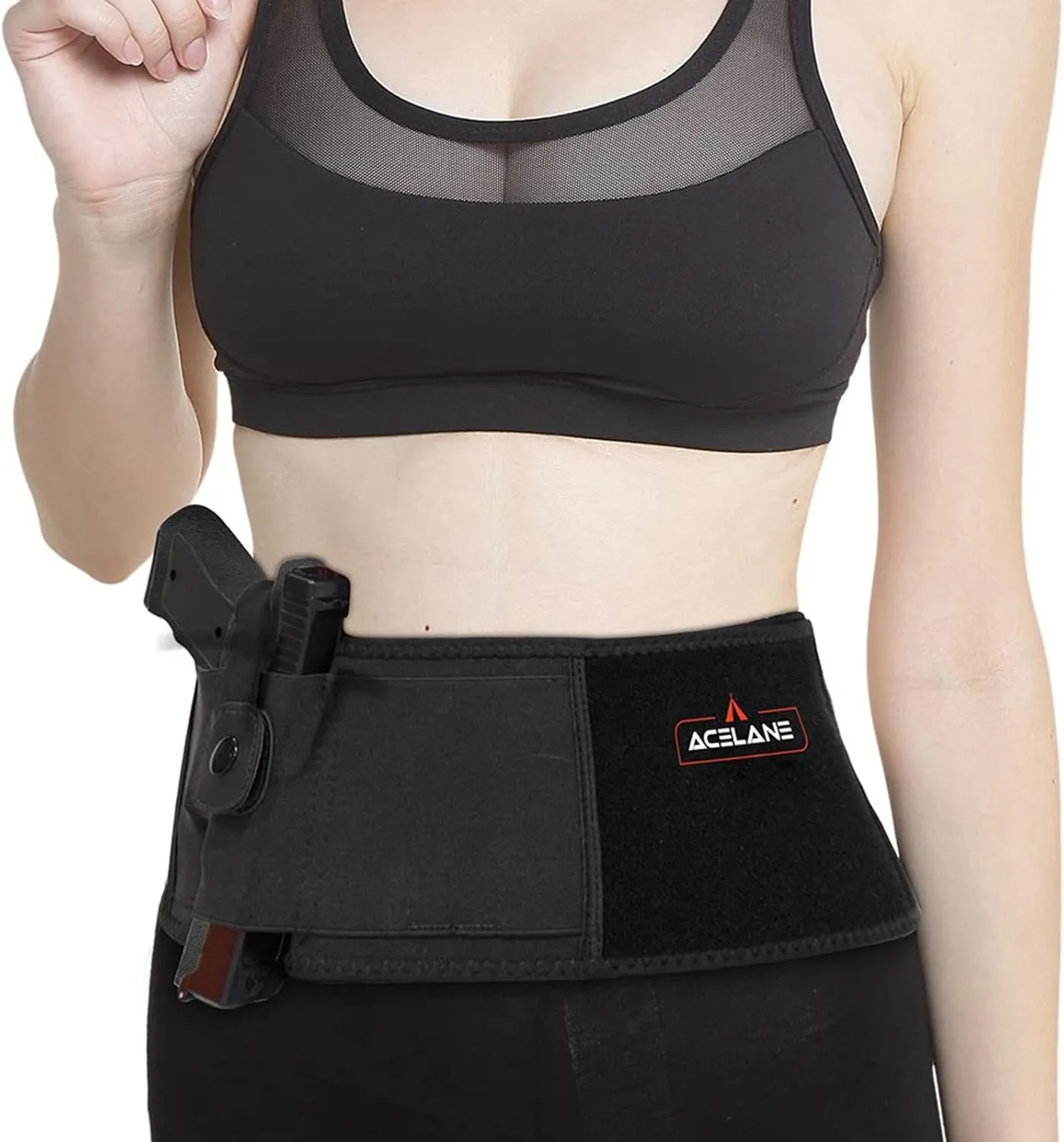 Belly Band Holster for Concealed Carry Abdominal Band Gun Holster Tactical Elastic Waist Pistols Adjustable Belly Wrap IWB OWB Mag Pouch Fits Firearm Handgun Revolvers for Men & Women