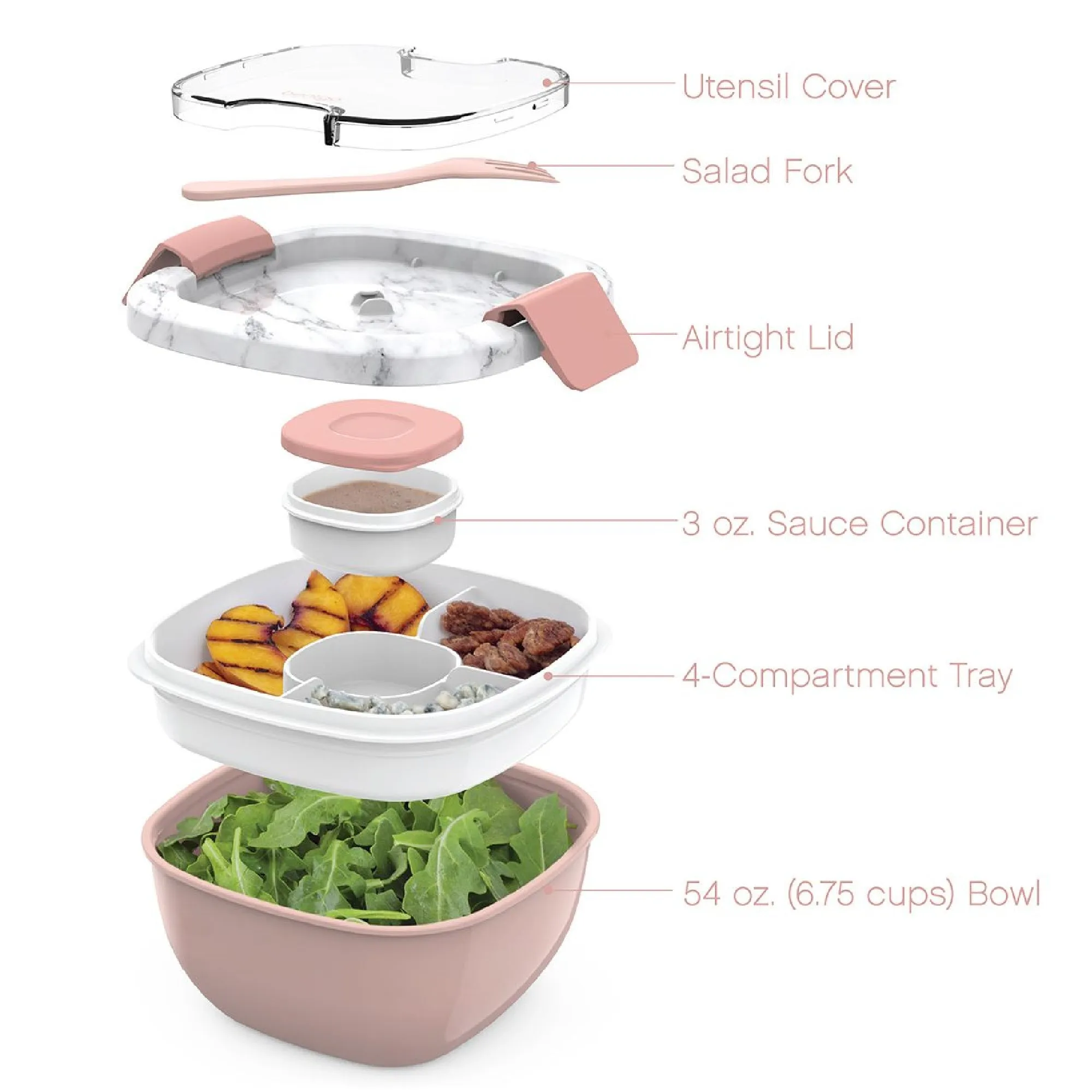 Bentgo All-In-One Salad Bowl - Blush Marble