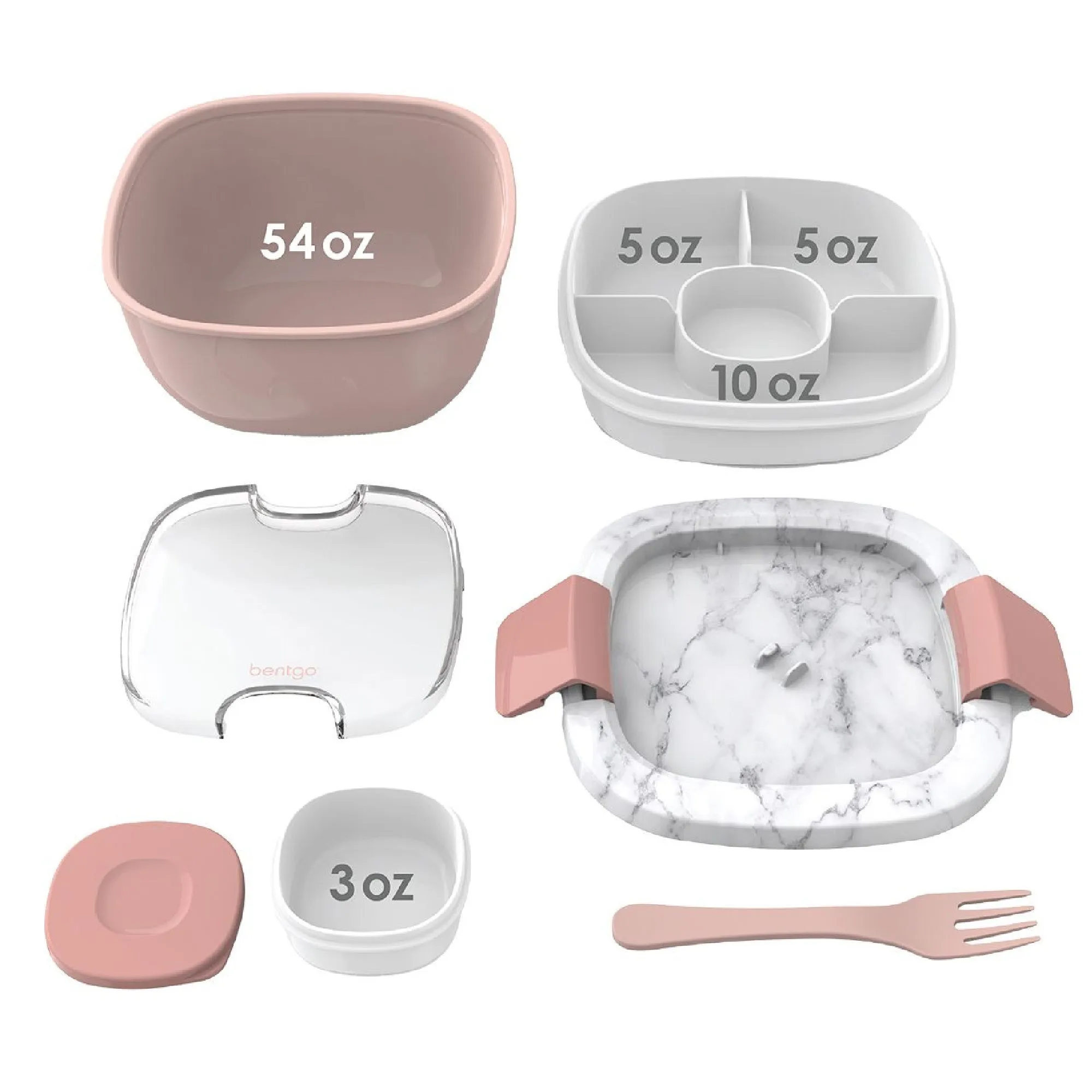 Bentgo All-In-One Salad Bowl - Blush Marble