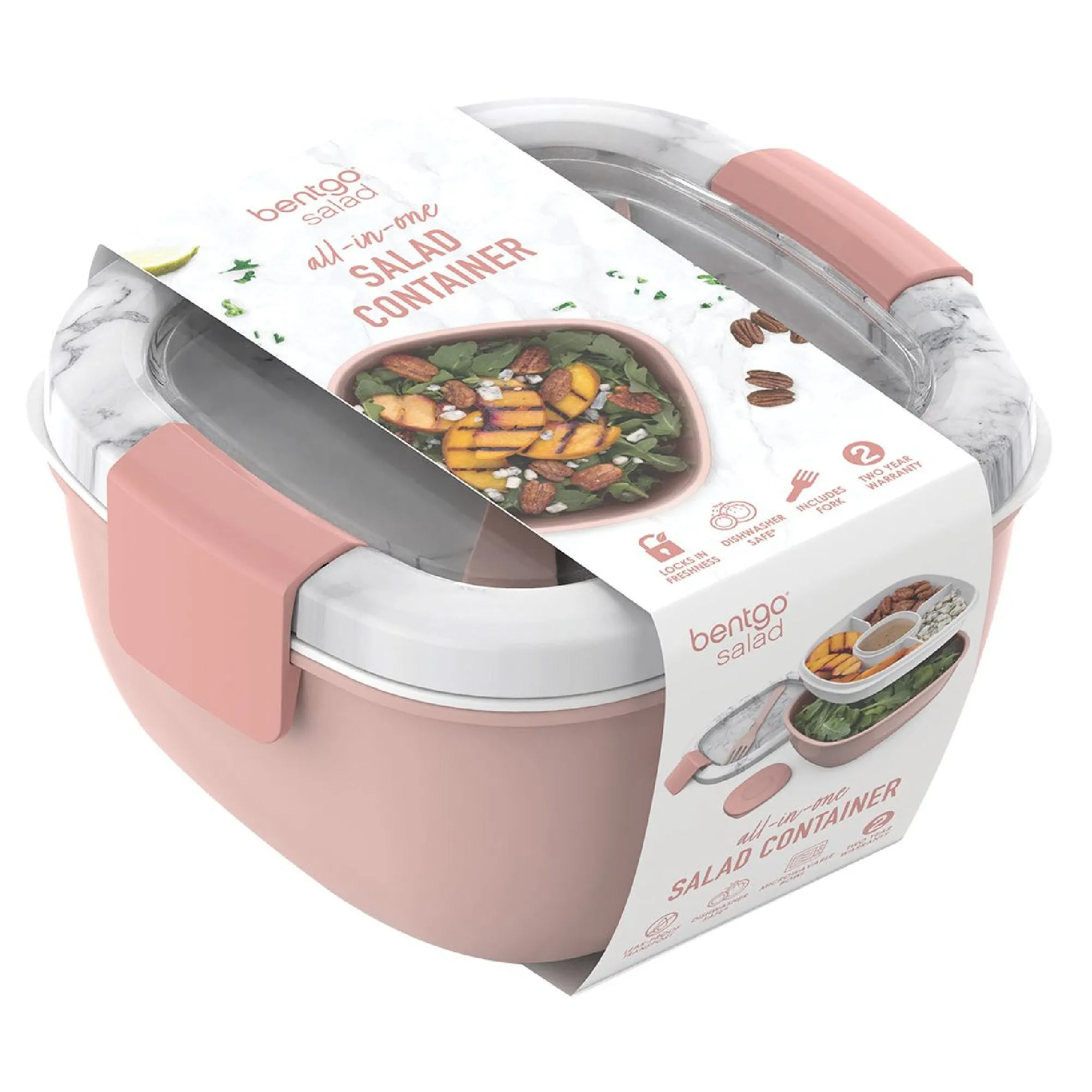 Bentgo All-In-One Salad Bowl - Blush Marble