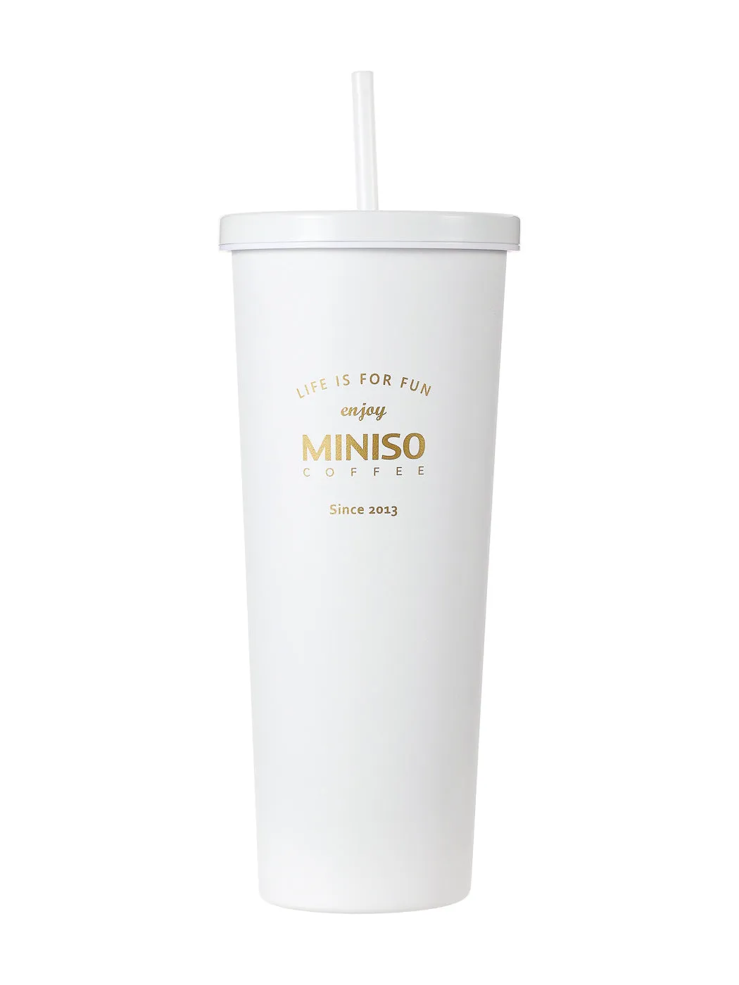 Black & White Series Steel Tumbler with Straw (800mL)(White)