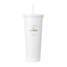 Black & White Series Steel Tumbler with Straw (800mL)(White)
