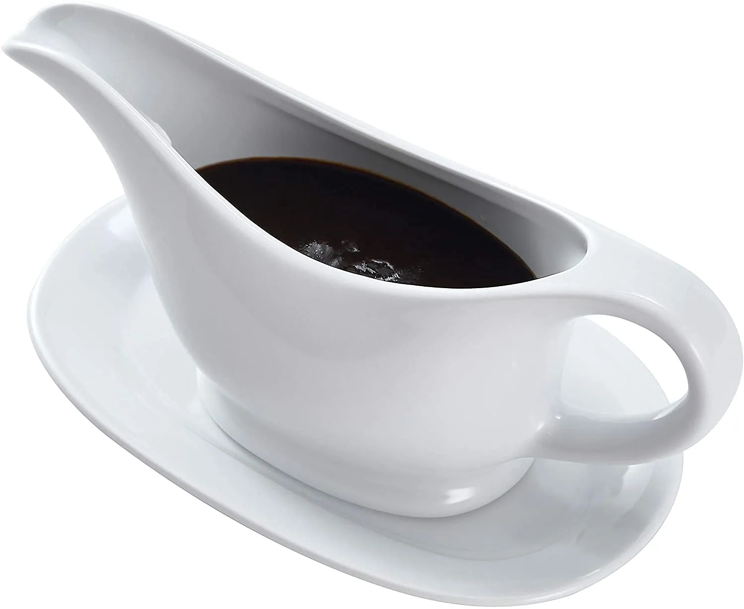 Ceramic Gravy Boat And Tray, For Salad Dressings, Milk, Broth, Creamer,