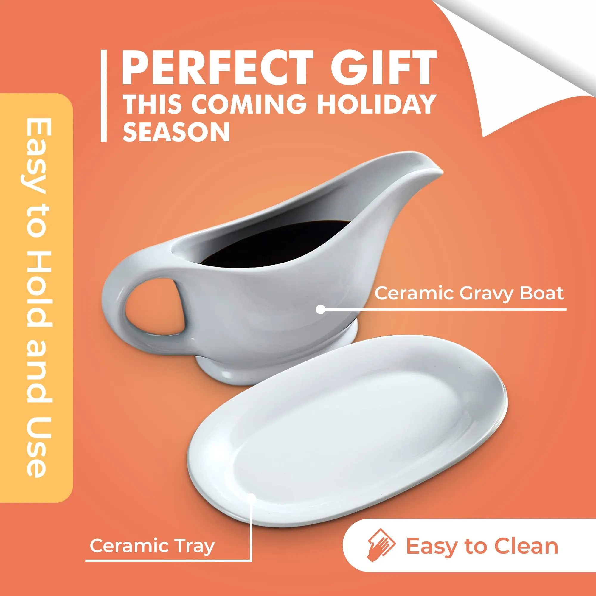 Ceramic Gravy Boat And Tray, For Salad Dressings, Milk, Broth, Creamer,