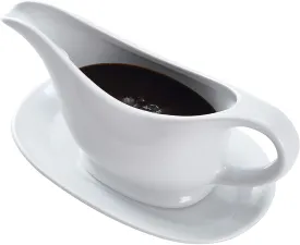 Ceramic Gravy Boat And Tray, For Salad Dressings, Milk, Broth, Creamer,