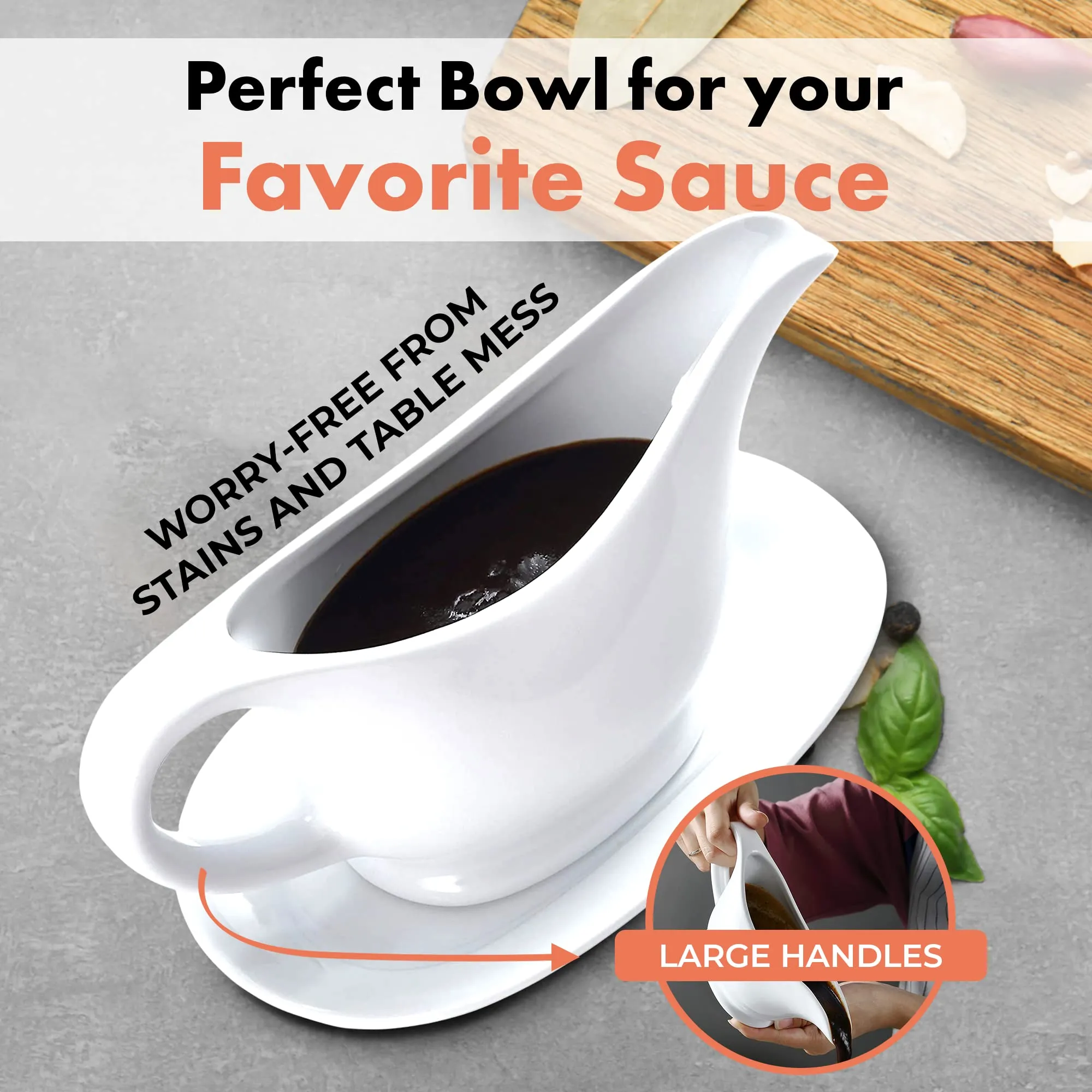 Ceramic Gravy Boat And Tray, For Salad Dressings, Milk, Broth, Creamer,