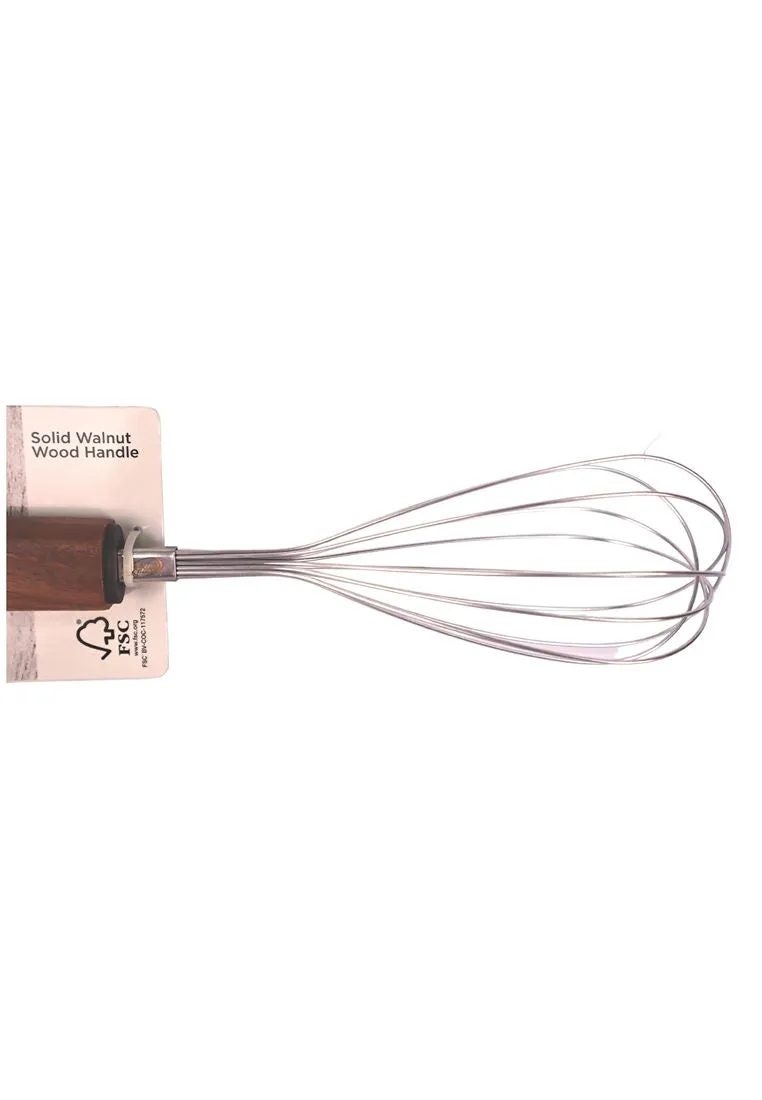 Chef's Gallery Stainless Egg Whisk with Solid Walnut Wooden Handle