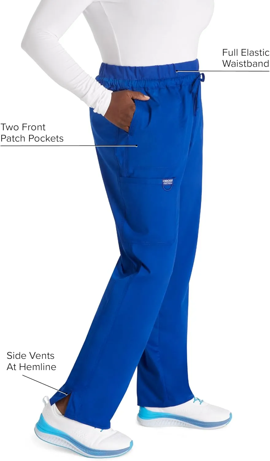 Cherokee Scrub Pants for Women Mid Rise Tapered Leg Drawstring Bottom WW105