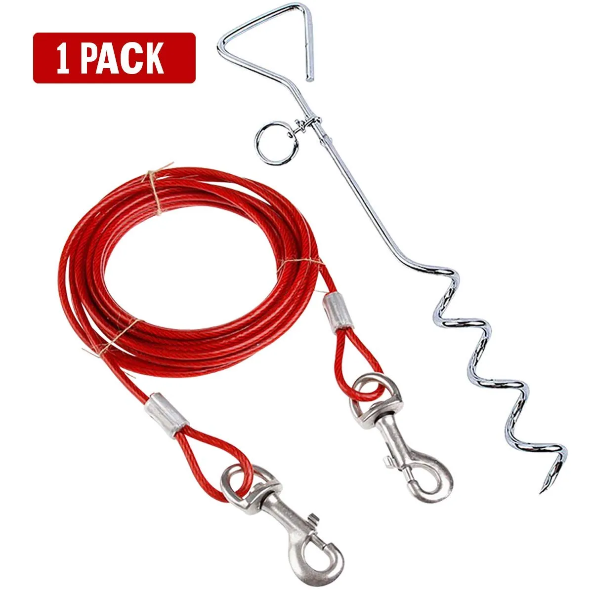 Chrome Dog Stakes - 2 Pack - 8mm X 16 Inch - Supports Heavy-Duty Tie-Out Lead