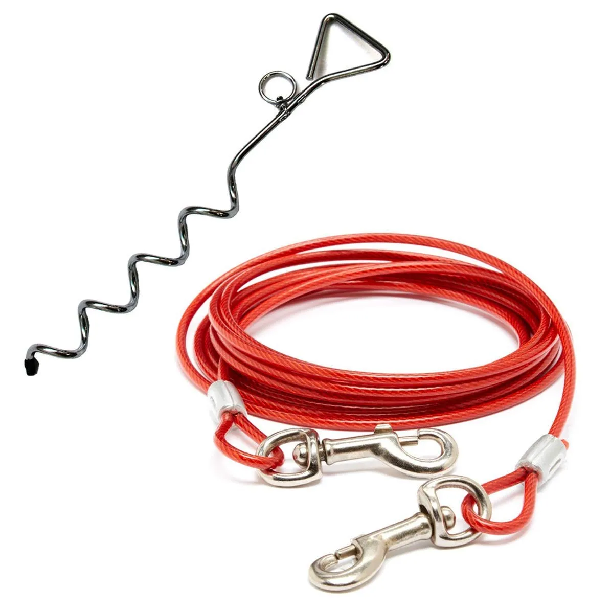 Chrome Dog Stakes - 2 Pack - 8mm X 16 Inch - Supports Heavy-Duty Tie-Out Lead
