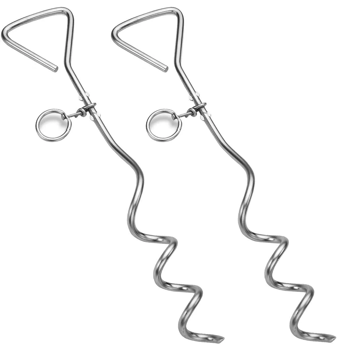 Chrome Dog Stakes - 2 Pack - 8mm X 16 Inch - Supports Heavy-Duty Tie-Out Lead
