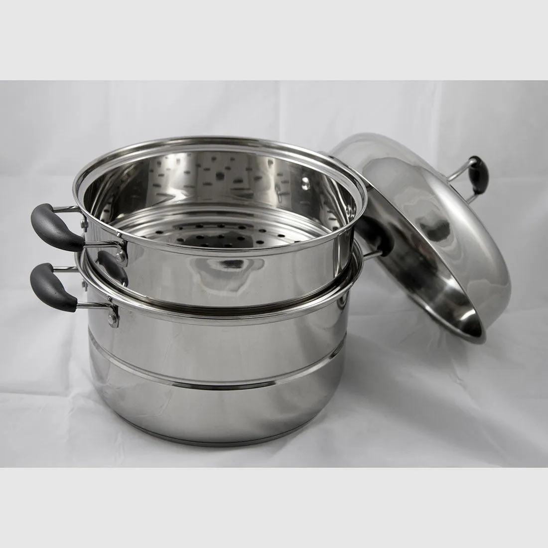 Double Tier Stainless Steel Steamer Set