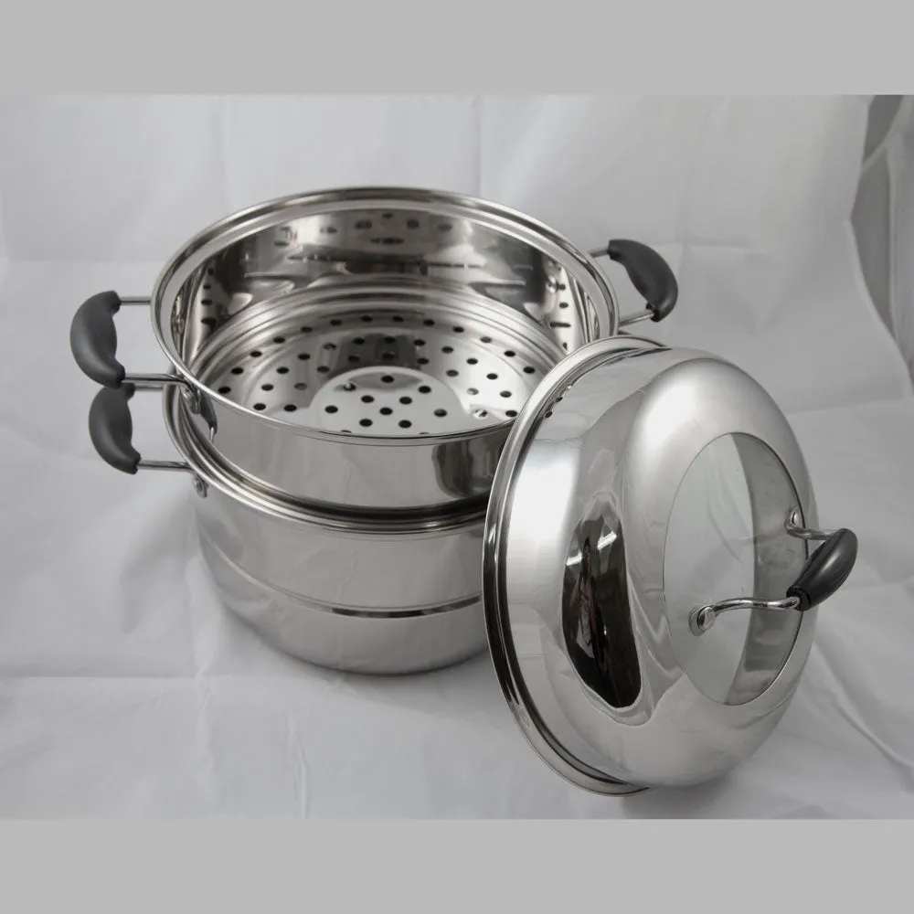 Double Tier Stainless Steel Steamer Set