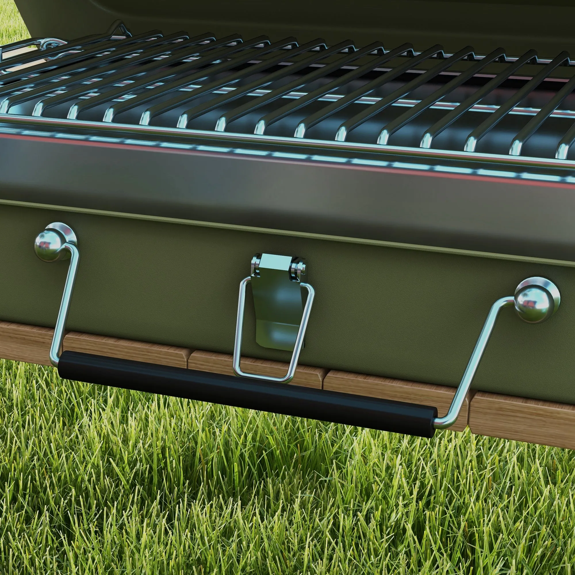 Foldable Suitcase Design Mini Charcoal Barbecue Grill BBQ, Green