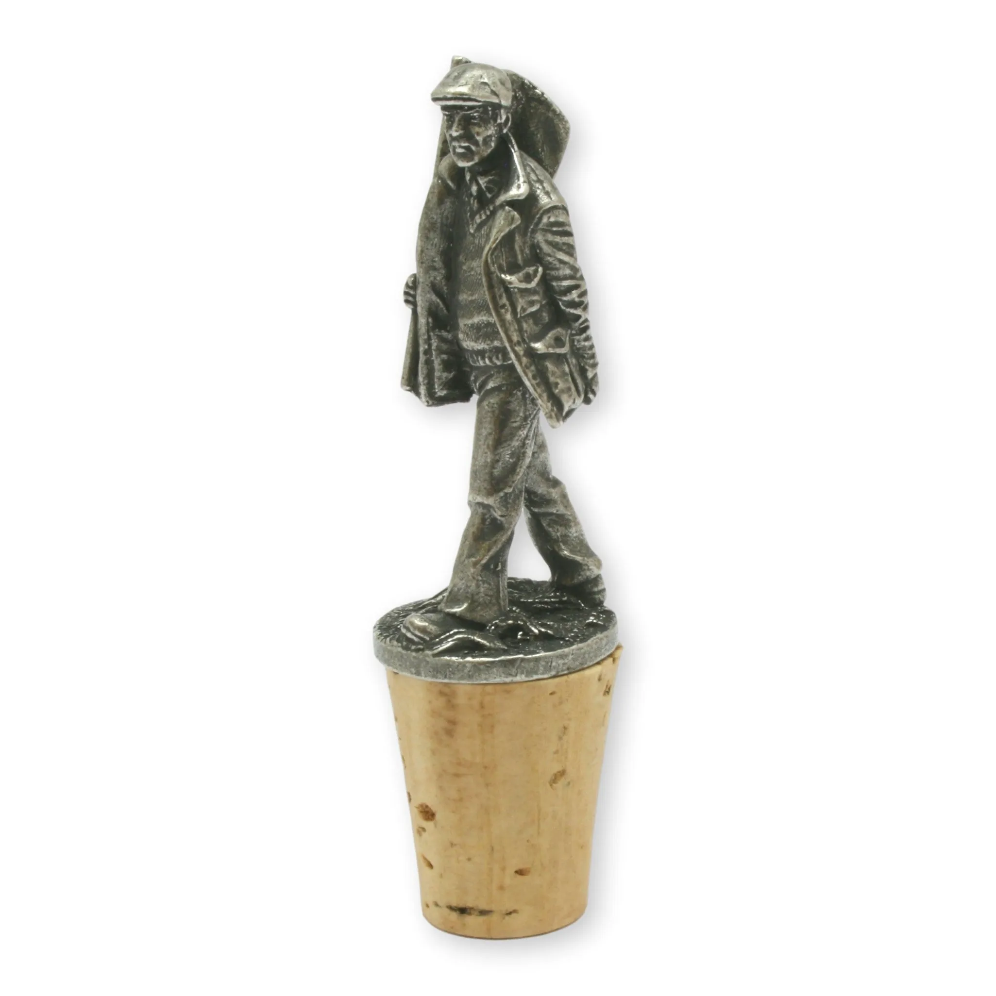 Gamekeeper or Beater Style Wine Bottle Stopper Hand Cast English Pewter