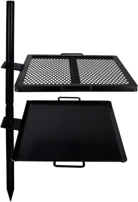GameMaker Open Fire Camping Grill & Skillet Combo  Portable Outdoor Campfire Cooking Tool, Heavy-Duty BBQ Grill for Camping & Hiking