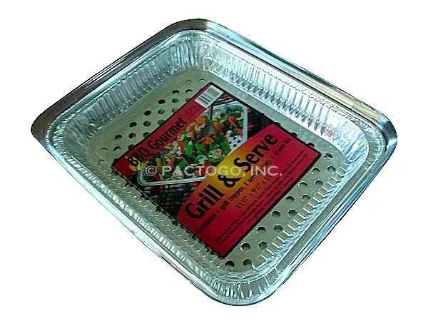 Grill N Serve BBQ Foil Topper Pan w/Clear Lid 12/CS