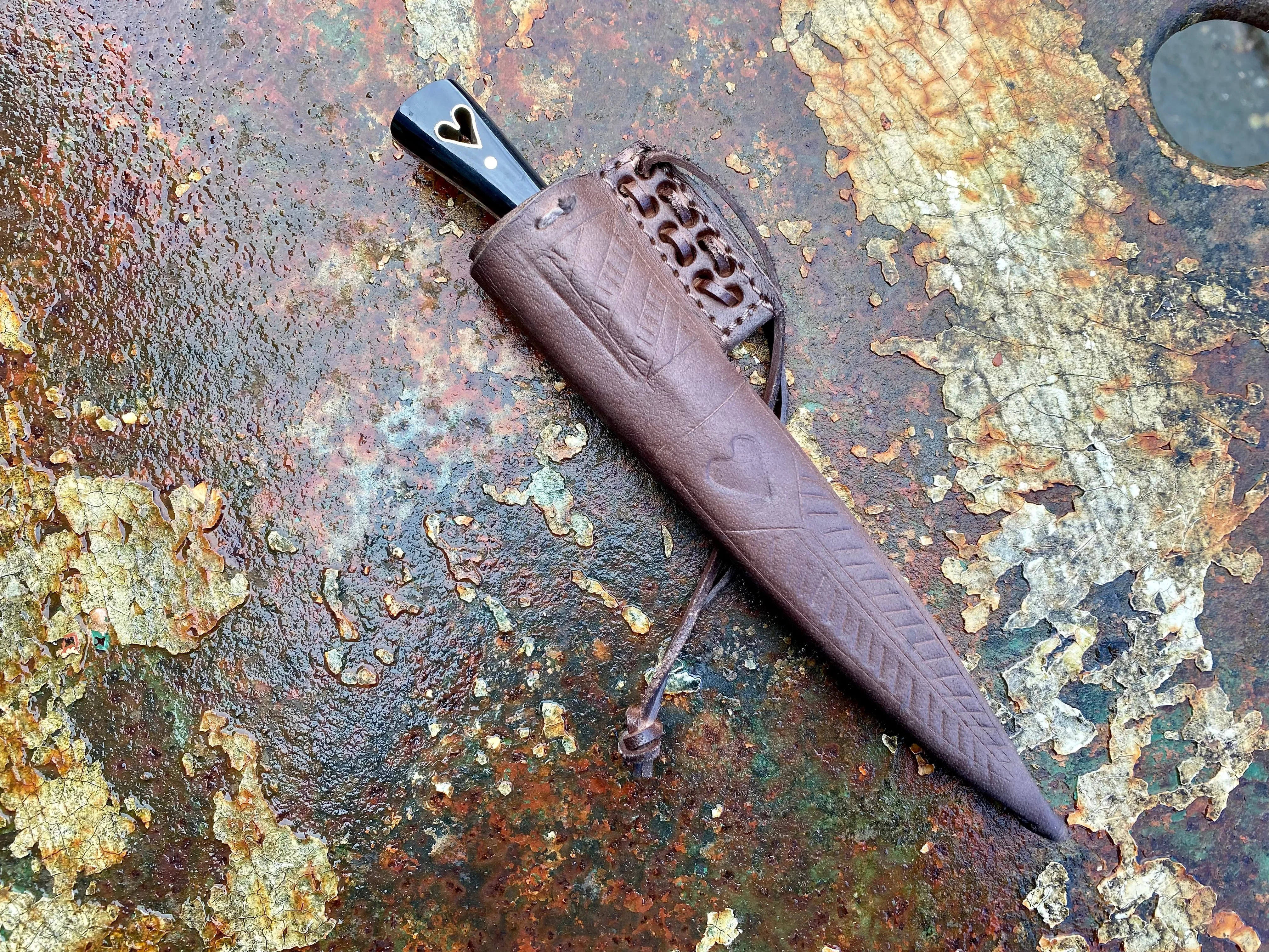Heart Medieval Eating Knife in horn 14-15th Century