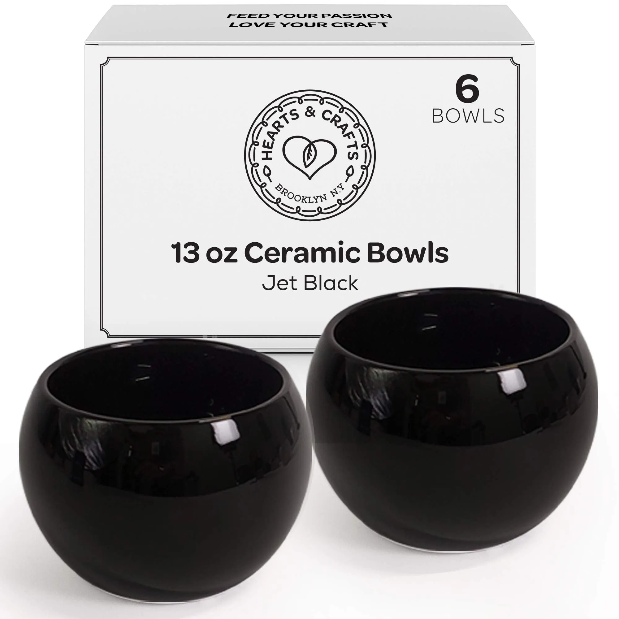 Jet Black Marble Ceramic Bowls For Candle Making - Multi-Use Ceramic Pots