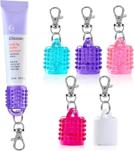 Keychain Lip Balm Holder Cap for Glossier - Replacement Cap with Stopper, Lip Gloss Keychain, Convenient Keyring Accessory for Women & Moms, Prevent Loss (Compatible with Glossier 15ml/0.5 fl oz)