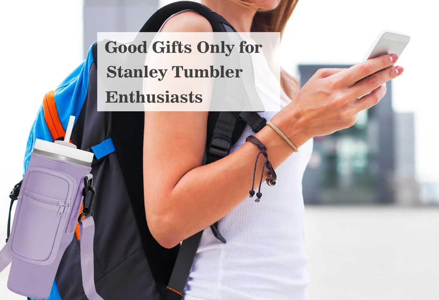 Momocici Cup Holder Carrier Bag with Strap and Pouch for Stanley Quencher 30/40oz Tumbler. Cup Crossbody Holder Bag Compatible with Stanley Cup for Hiking Travelling Camping.