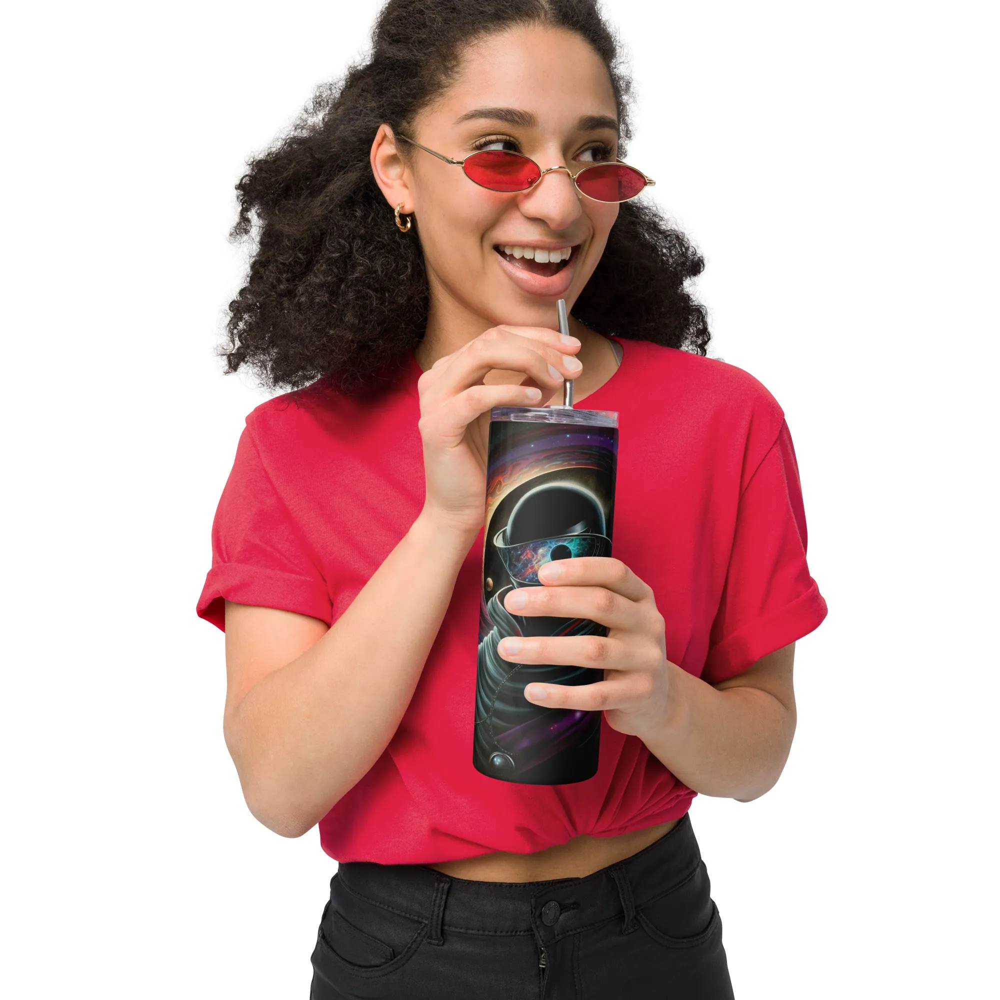 Mr. Spacehead Stainless steel tumbler cup with metal straw