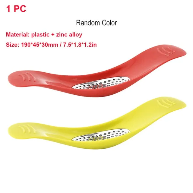 Multi-function Manual Garlic Presser Curved Garlic Grinding Slicer Chopper Stainless Steel Garlic Presses Cooking Gadgets Tool