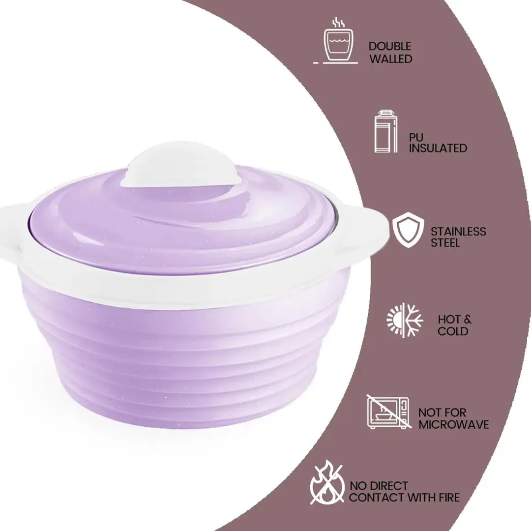 Nayasa Cornello Insulated Stainless Steel Casserole Set of 3 (1000ml, 1500ml,2000ml) – Purple