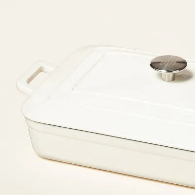 New - Enamel Coated Casserole/Bakeware Dish with Lid Cream - Hearth & Hand with Magnolia