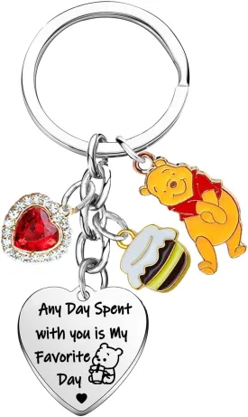 Nzztont Honey Bear Keychain Hoeny Charm Keychain for Bear Lovers Gifts Cute Cartoon Accessories for Best Friends Daughter Sister Birthday Gifts Cartoon Jewelry for Women