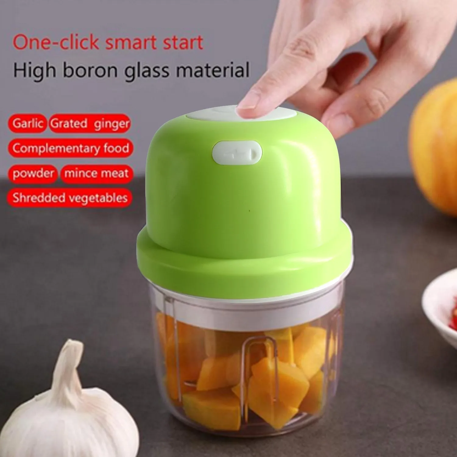 Portable USB Rechargeable Electric Chopper Fruit Vegetable Onion Chopper Garlic Chopper