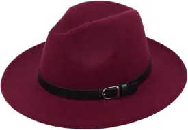 Pulcykp British Hat Men Women Imitation Woolen Winter Felt Hats Fashion Jazz Hat Chapeau Red Wine 56-58CM