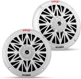 Pyle 5.25 Inch Dual Marine Speakers - 2 Way Waterproof and Weather Resistant Outdoor Audio Stereo Sound System with 150 Watt Power, Poly Carbon Cone, Cloth Surround and Low Profile Design - 1 Pair