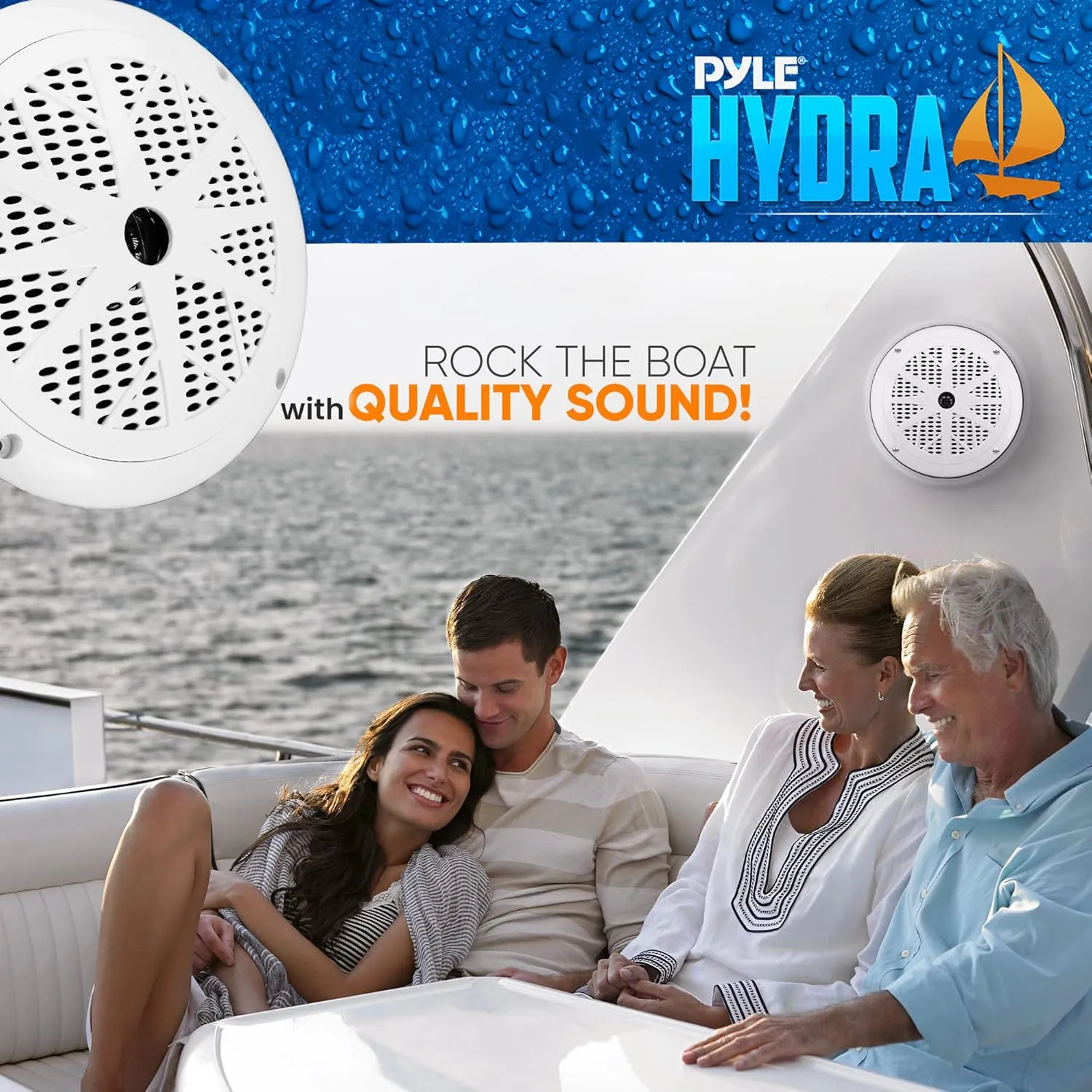 Pyle 6.5 Inch Dual Marine Speakers - 2 Way Waterproof and Weather Resistant Outdoor Audio Stereo Sound System with 120 Watt Power, Polypropylene Cone and Cloth Surround - 1 Pair - PLMR61W (White)