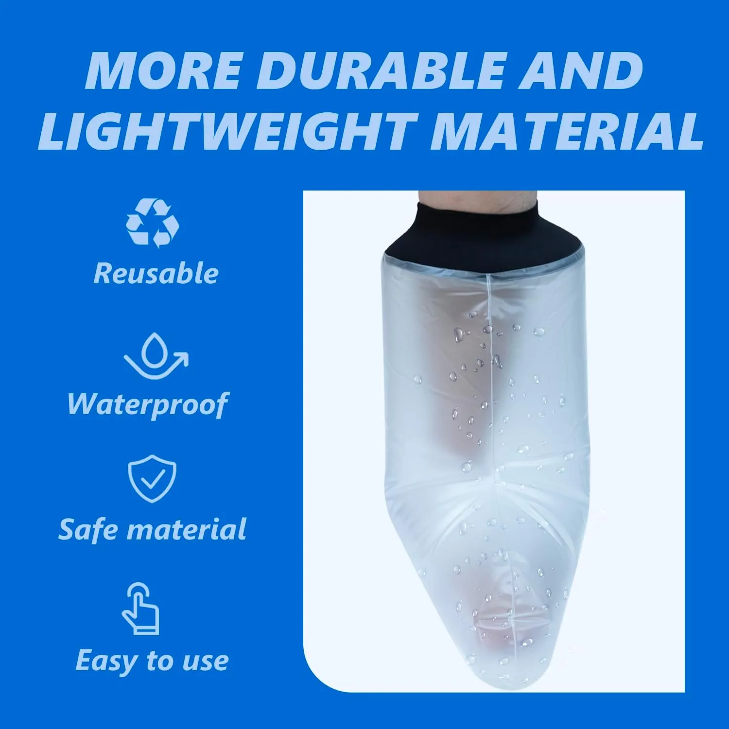 Reusable Waterproof Foot Ankle Cast Cover for Shower - Watertight Protector for Surgery, Bandages, Wounds, and Burns (Foot Ankle)