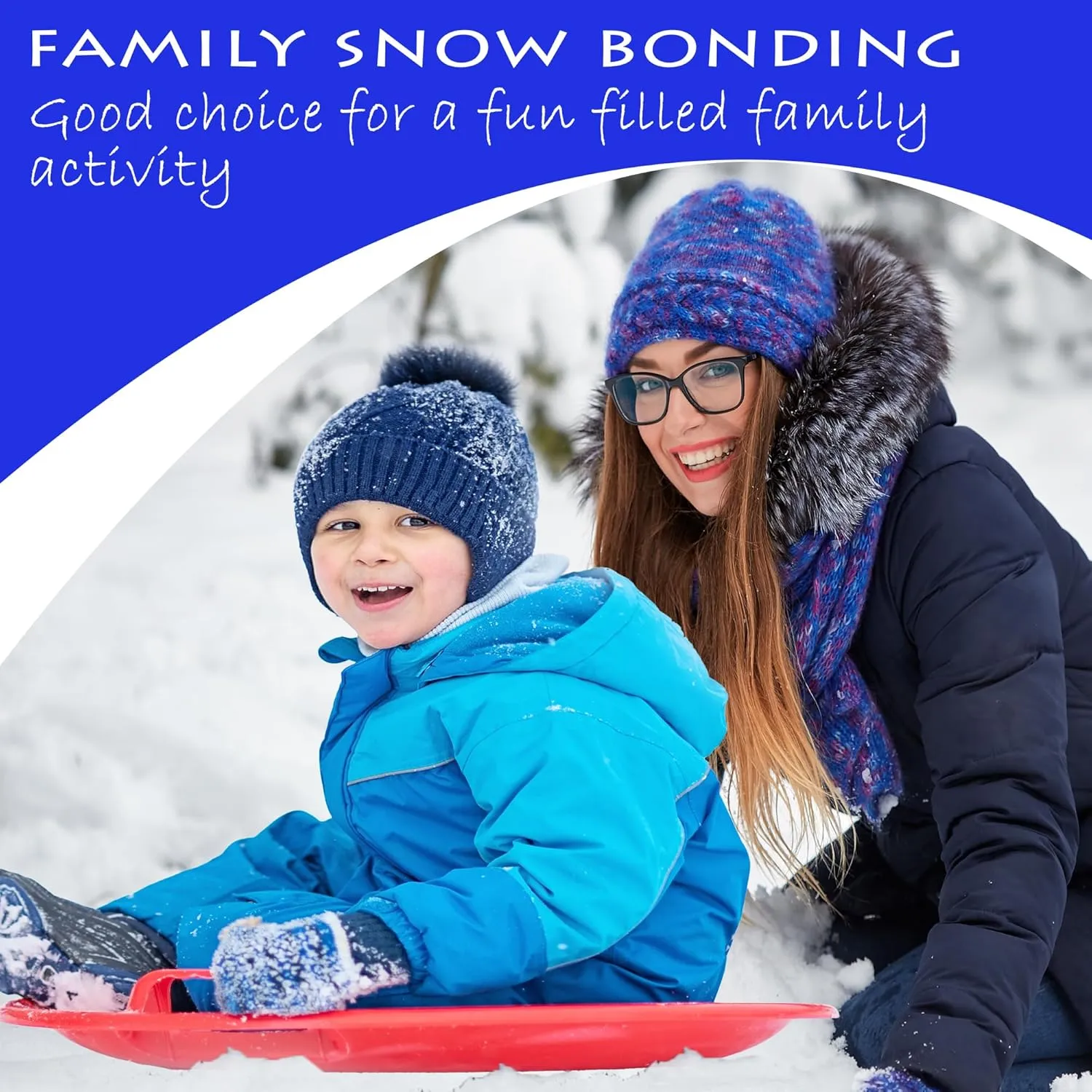 Slippery Racer Heavy-Duty Cold Resistant Downhill Pro Adults and Kids Plastic Outdoor Winter Saucer Disc Snow Sled with Handles