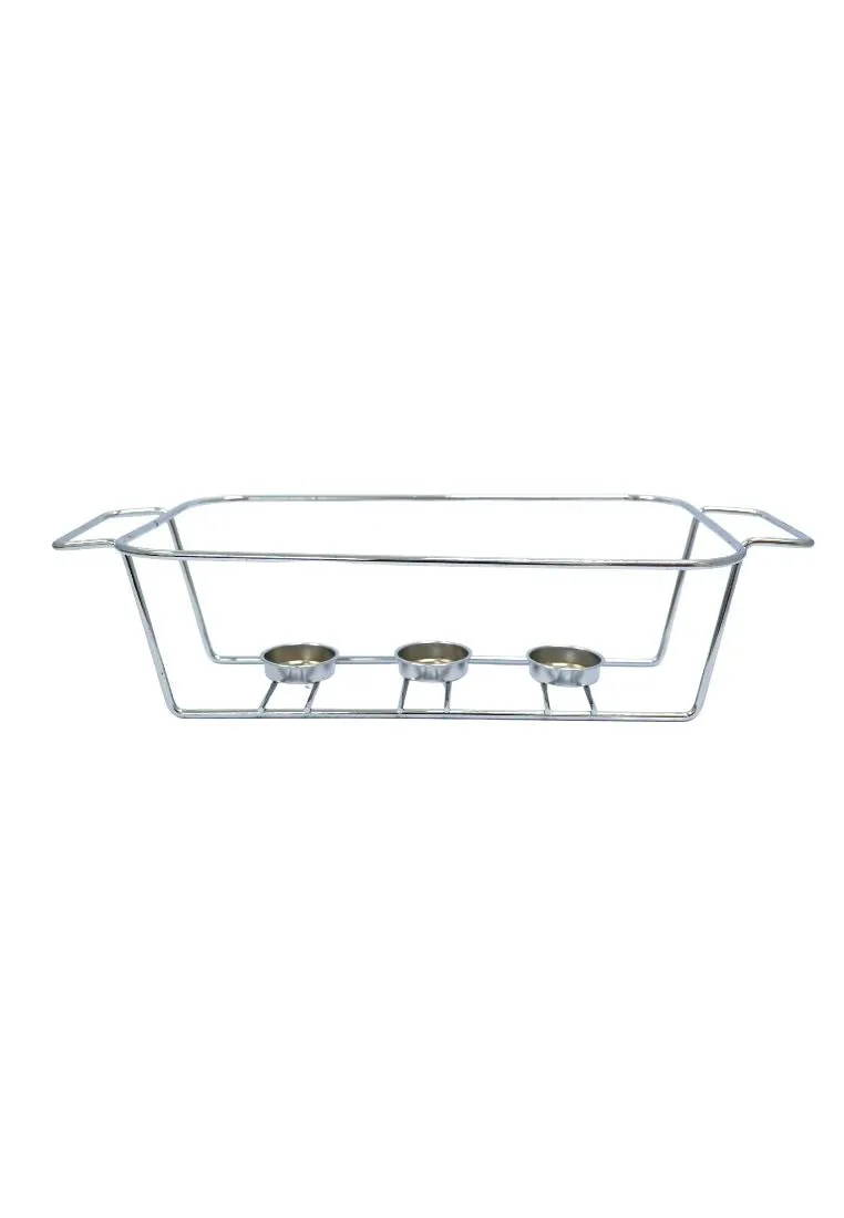 Slique Ceramic Oval 3-Burner Casserole Dish 2.9L with Glass Lid and Chrome Stand