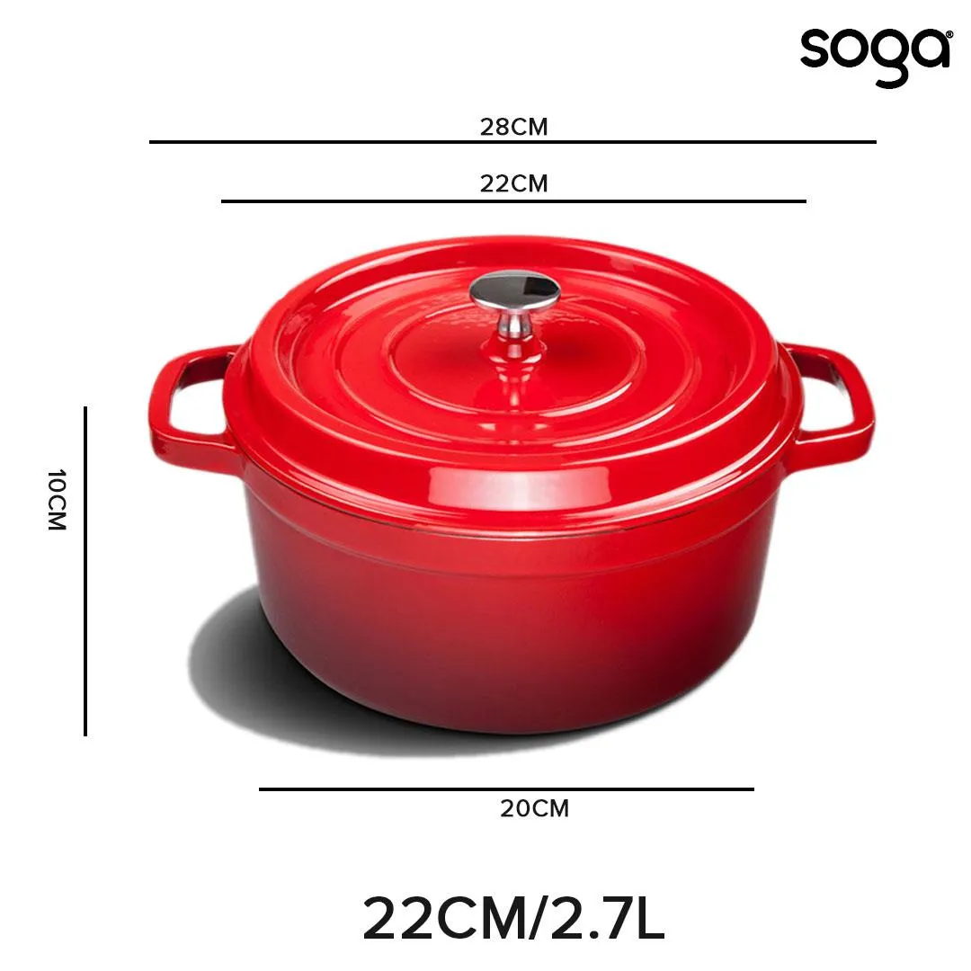 SOGA Cast Iron 24cm Stewpot Casserole Stew Cooking Pot With Lid 3.6L Black